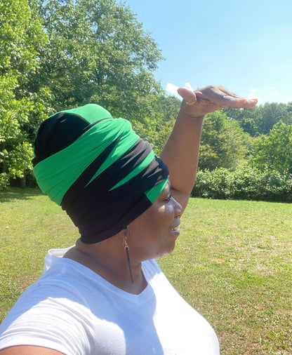 Volume Loc Wrap (Tubular Headwrap)-Black n Green