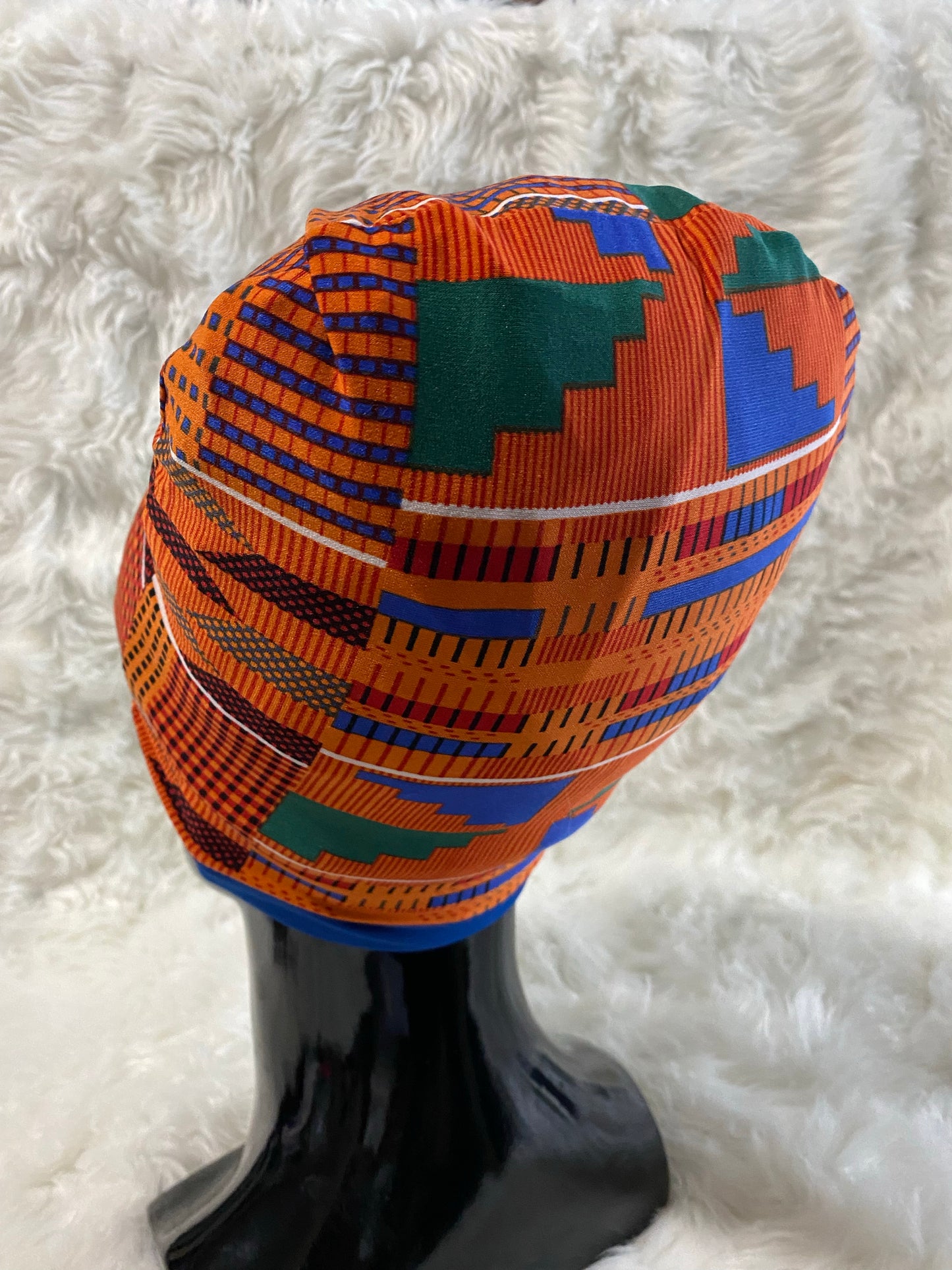 Orange Kente Stretch Hat