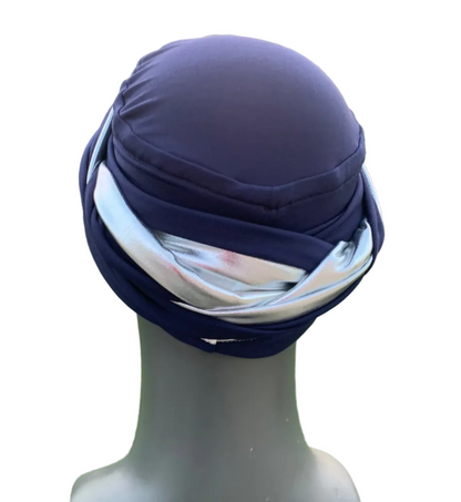EZ PZ Turban™  - Navy n Silver