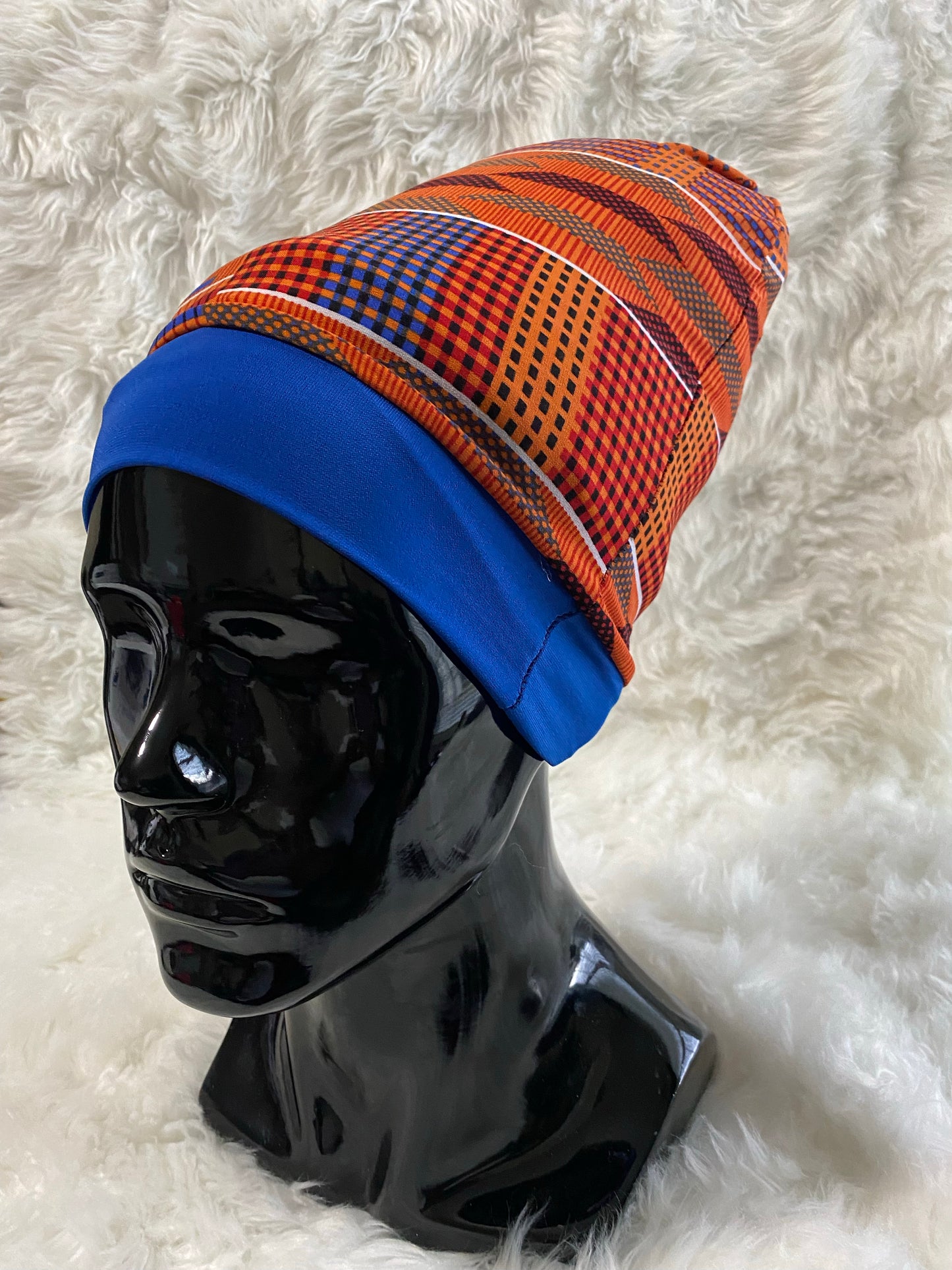 Orange Kente Stretch Hat