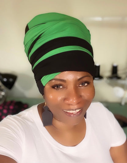 Volume Loc Wrap (Tubular Headwrap)-Black n Green