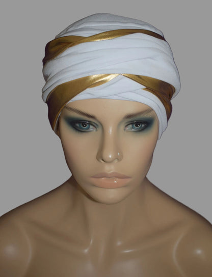EZ PZ Turban™- White n Gold