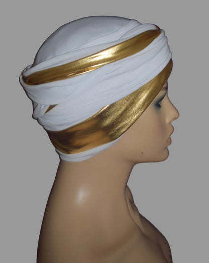 EZ PZ Turban™- White n Gold