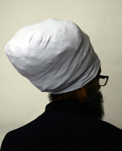 White stretch hat - back view. 