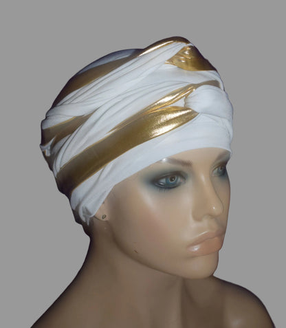 EZ PZ Turban™- White n Gold