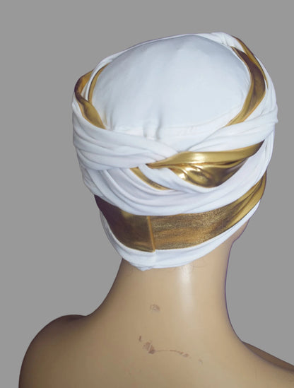 EZ PZ Turban™- White n Gold
